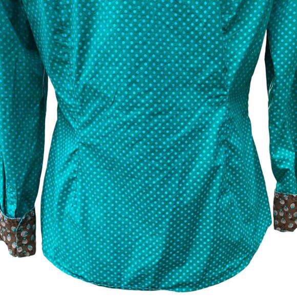 Boden Polka Dot Button Down Shirt Cotton Flip Contrast Cuff Tailored Colorful-10 - Picture 11 of 15